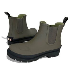 Hunter Orford $210 Men Waterproof Chelsea Medium Green Ankle Rain Boots Size 12